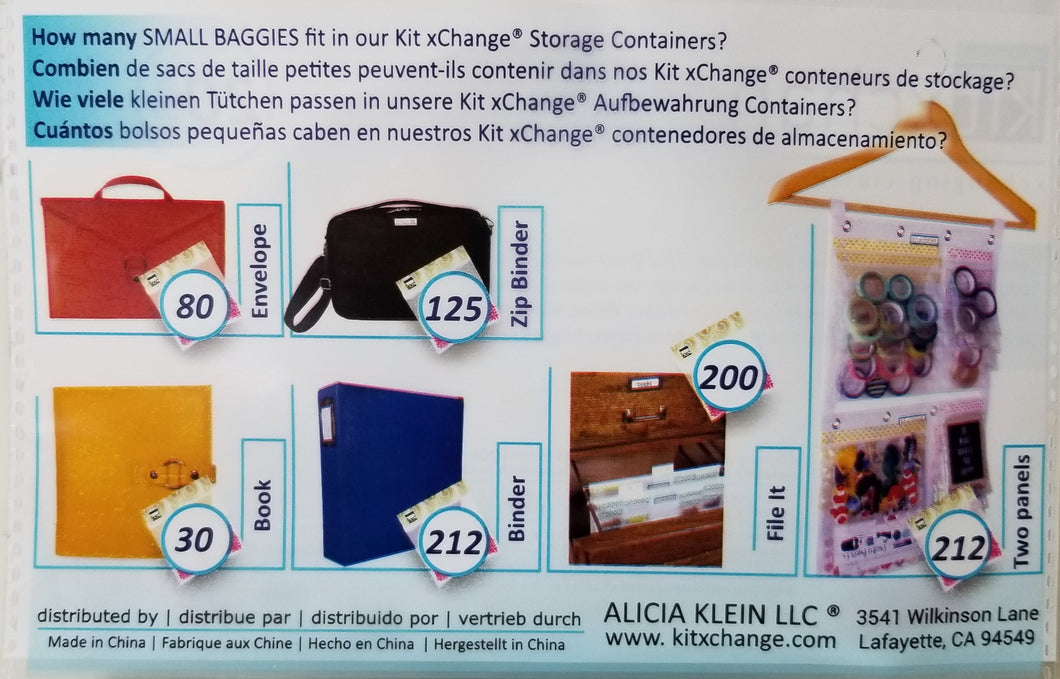 SMALL BAGGIES-GOLD (1.6 x 2.0 capacity) Storage Baggies for Craft Su –  Kit xChange Storage System